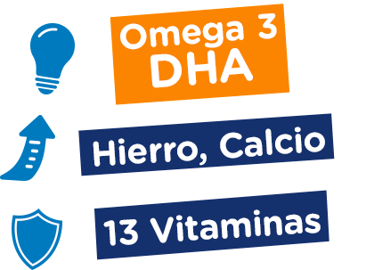 Omega 3 DHA y Hierro, 13 Vitaminas, Vitamina D, Calcio