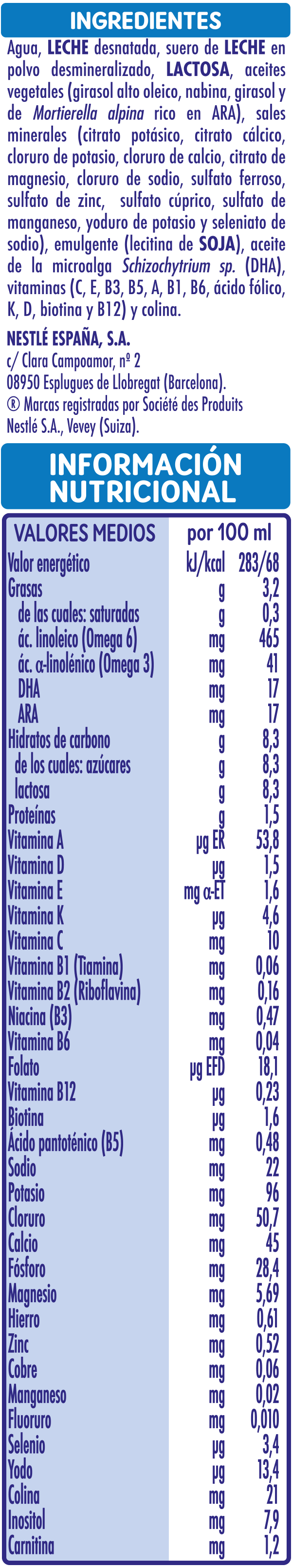 Nativa 1 Leche para lactantes líquida - Brick de 500ml : :  Alimentación y bebidas