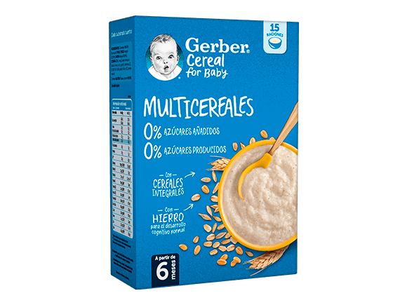 Papillas de cereales para bebés GERBER Multicereales 0%0%
