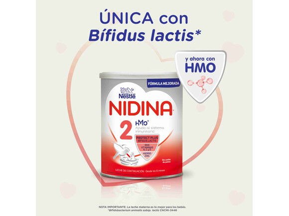 Nestlé Nidina 2- Leche de continuación en polvo para bebés a partir de los  6 meses. Pack de 3 botes de 800 gramos cada uno.