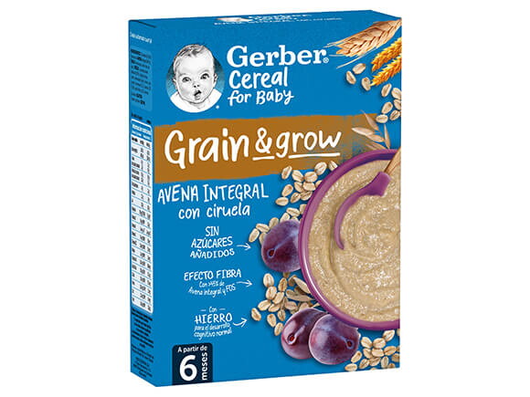 Papilla de cereales para bebés GERBER Avena con Ciruela | Nestlé Bebé