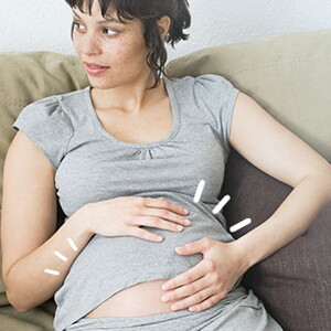 Mujer durante segundo o tercer trimestre de embarazo